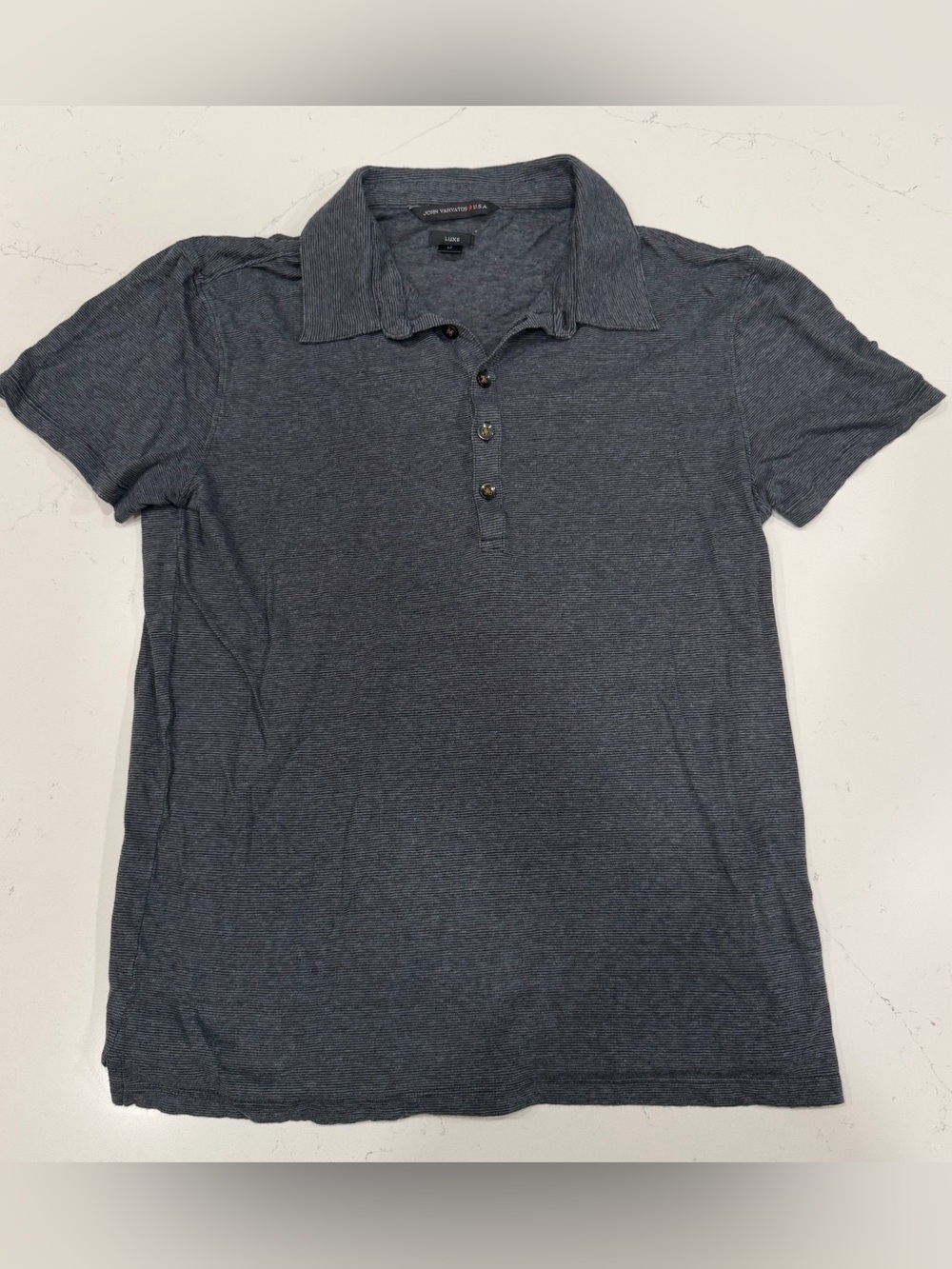 John Varvatos Men’s Heathered Gray Short Sleeve Luxe Polo - Medium